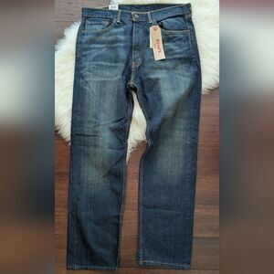 NWT Levi's 505 Blue Distressed Denim Jeans 36x32